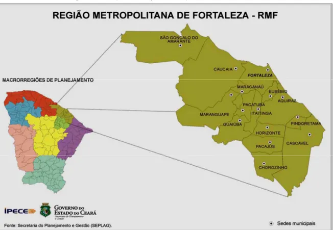 Figura 7 -  Mapa da  Região Metropolitana de Fortaleza.