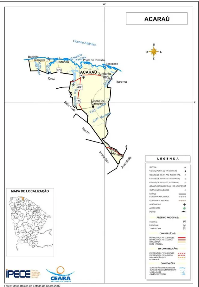 FIGURA 3.1 – Localização do município de Acaraú. Porção mais setentrional do Estado do Ceará
