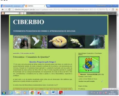 Figura 7: Print Screen do  blog ciberbio com a postagem: “Fotossíntese –  Comentário de  Questões”