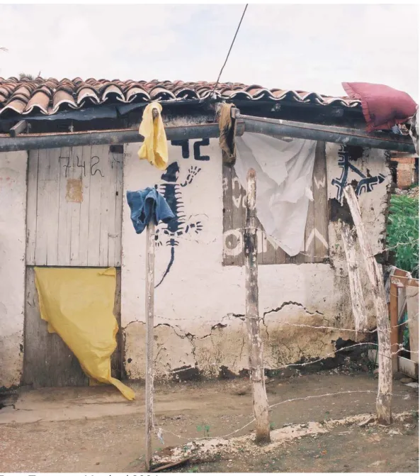 Figura 14 - Aspectos das moradias na favela do Capim no Parque Genibaú  ocupando a Planície Fluvial