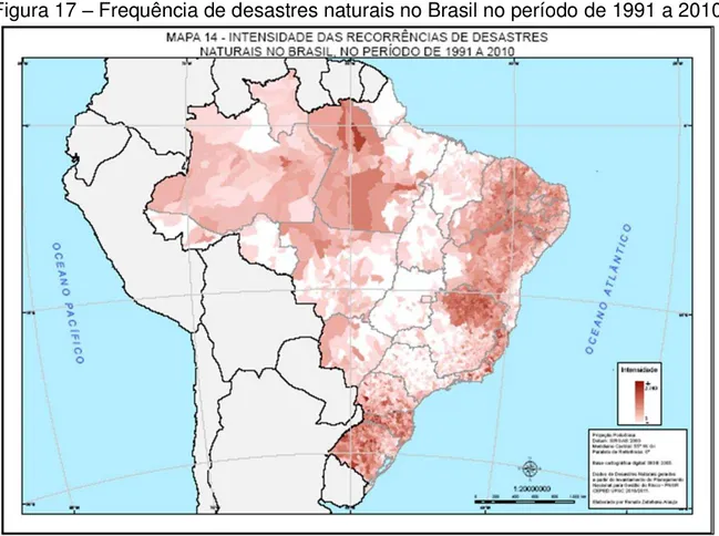 Figura 17  –  Frequência de desastres naturais no Brasil no período de 1991 a 2010 