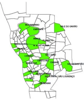 Figura 1.  Mapa de divisão de bairros da cidade de Teresina-PI. 