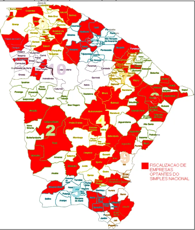 Figura 2 – Distribuição geográfica das ações fiscais das empresas optantes do SN ativas 