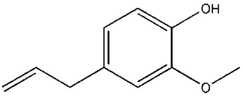 Figura 6: Estrutura química do eugenol (RAHIMI; ASHNAGAR; NIKOEI, 2012). 