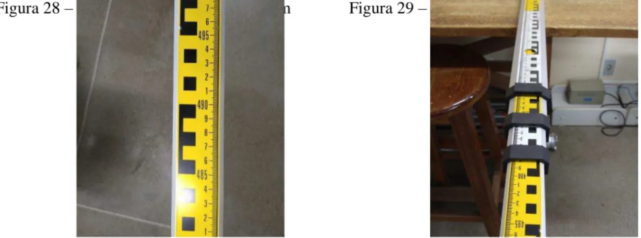 Figura 28 – Altura máxima da mira de 5,0m  Figura 29 – Três prolongamentos da mira 