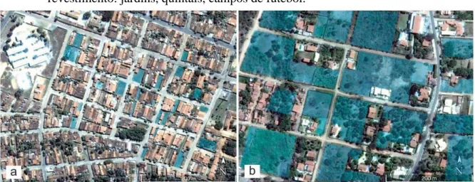 Figura 5 - Comparação das parcelas de áreas livres (azul), por quarteirão,  demonstrando a diferença entre as classes de ocupação