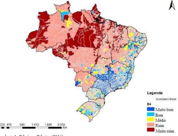 Figura 5 - Atendimento aos serviços urbanos coletivos (D4) - Brasil - 2010 