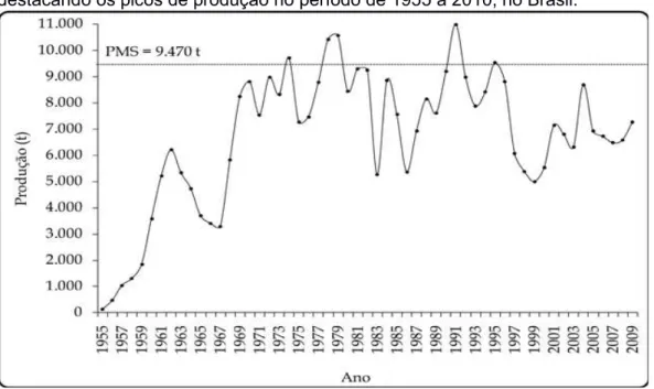 Gráfico   1  –  Histórico  da   produção  de  lagostas   das  espécies  Panulirus   argus  e  P