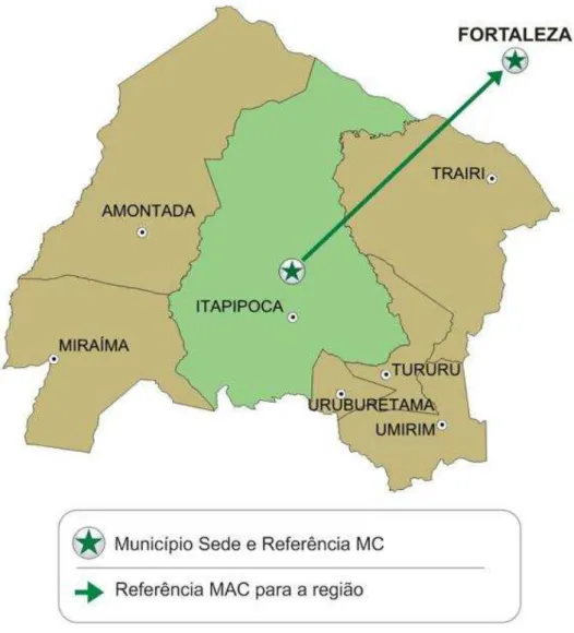 Figura  7  -  Mapa  da  composição  dos  da  6ª  Microrregião  de  Saúde  do  Estado  do  Ceará  – Itapipoca