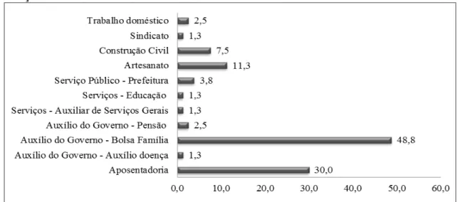 Gráfico 4  –  Fontes complementares da renda mensal dos agricultores familiares no município  de Irauçuba  –  CE
