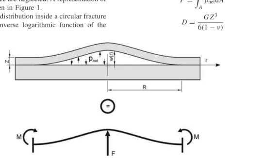 Figure 1. Schematic representation of a radially propagating fracture with laminar fluid flow during hydraulic fracturing.