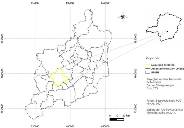 Figura 1  – Localização geográfica do local de execução do experimento no  município de Betim/MG