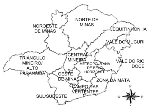 Figura 4 – Localização  das mesoregiões do estado de Minas Gerais