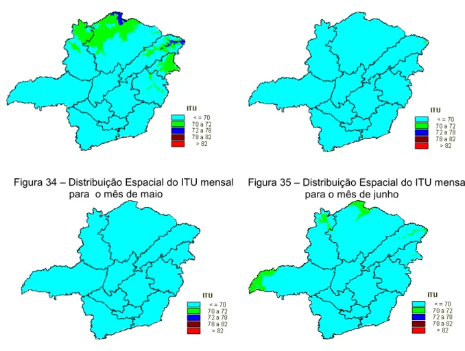 Figura 35 – Distribuição Espacial do ITU mensal                     para o mês de junho