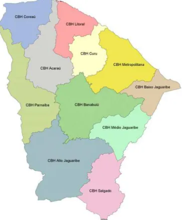 Figura 2.2 – Regiões Hidrográficas do Estado do Ceará.  