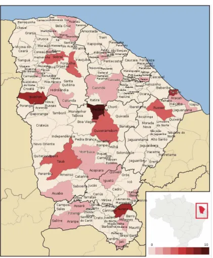 Figura 3: Mandalas nos municípios Cearenses no ano de 2010. 