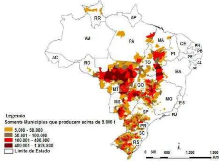 Figura 1. Área de plantio de soja no Brasil. Fonte: Conab/IBGE. 