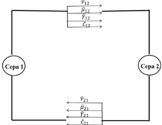 Figura 3.2: Relac¸˜oes das quantidades respons´aveis pelas interac¸˜oes entre cepas e os efeitos que as interac¸˜oes produzem.