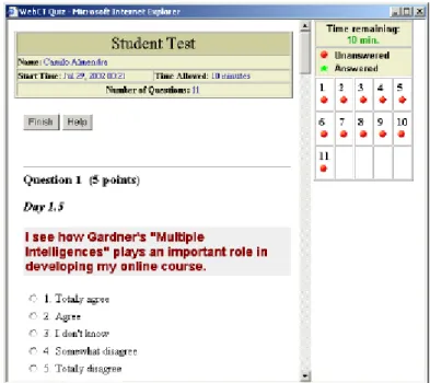 Figura 2.6. Exemplo de avaliação em um curso a distância através da Internet. 