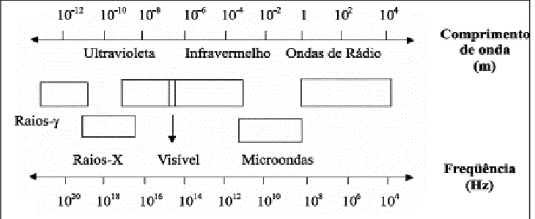 Figura 1-  Localização da região de micro-ondas no espectro  eletromagnético.  