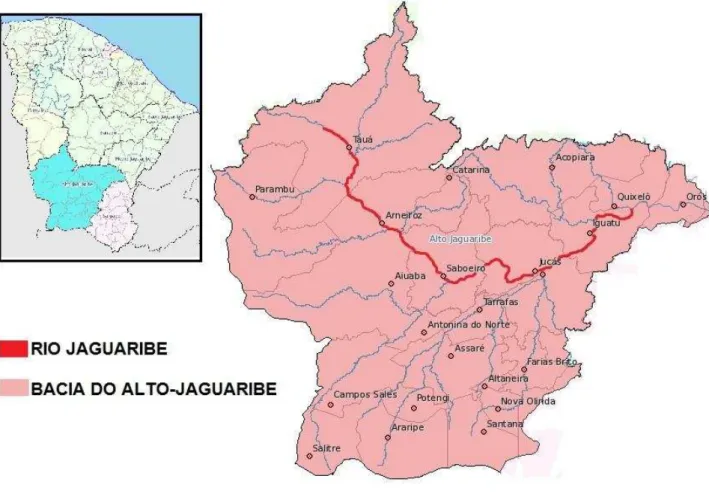 Figura 3-3 Trecho do rio Jaguaribe modelado no estudo.
