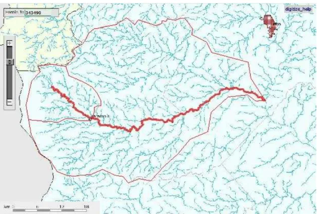 Figura 4-7 Área de drenagem do riacho Puiú. 