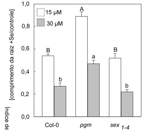 Figura 6. Índice de tolerância ao selênio em plantas de Arabidopsis tratadas com selenato  de  sódio