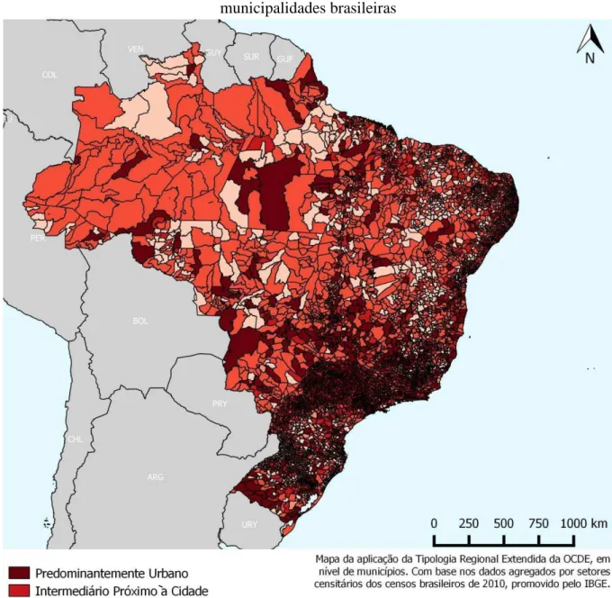 Figura 18  – Aplicação da tipologia regional estendida da OCDE para as  municipalidades brasileiras 