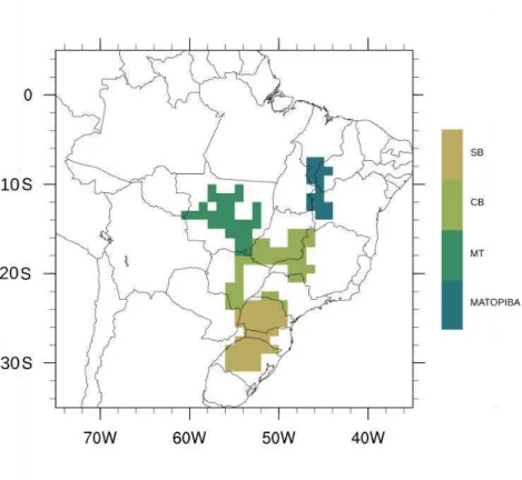 Table 1.1  – Main soybean productive regions in Brazil and their total production. Data for  Brazilian states are from IBGE (2015)
