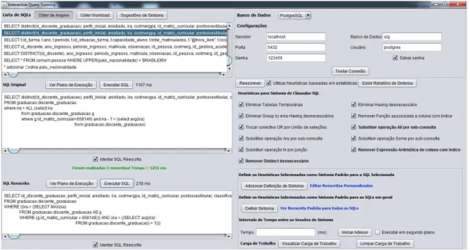 Figura 5.9: Tela Principal da Ferramenta Interactive Query Tuning.