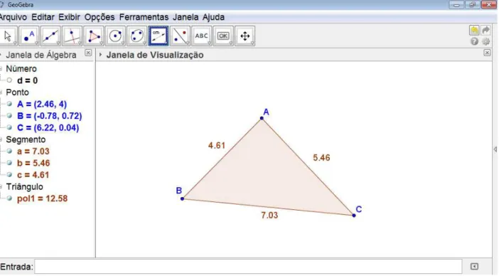 Figura 7.5  –  Triângulo com as medidas de seus lados 
