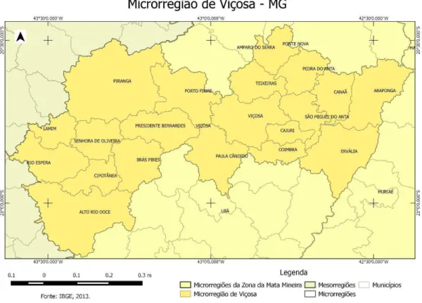 Figura 2  – Microrregião de Viçosa, Minas Gerais.  