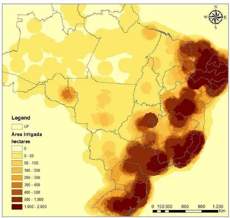 Figura  2:  Distribuição  das  Áreas  Irrigadas  no  Brasil  (em  hectares)  segundo  Censo  Agropecuário de 2006