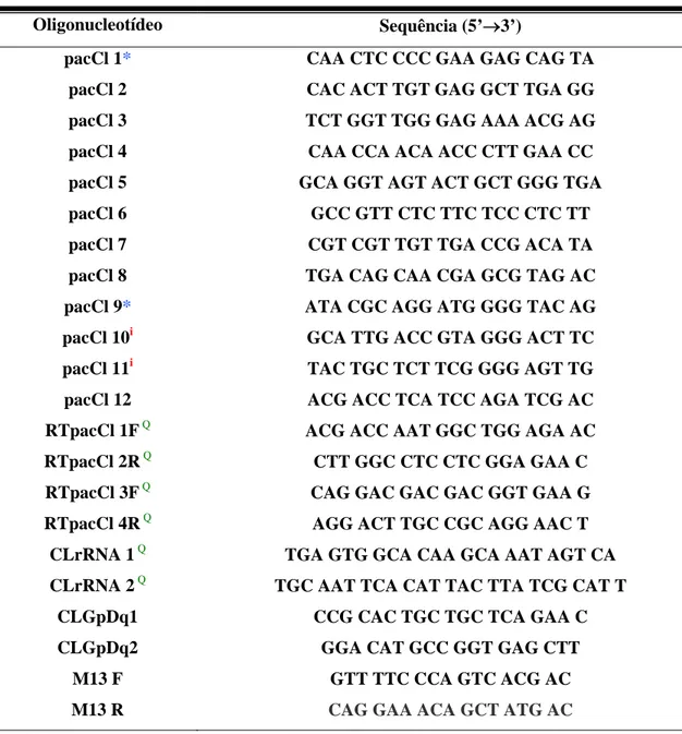 Tabela 3-  Oligonucleotídeos iniciadores utilizados nesse trabalho 