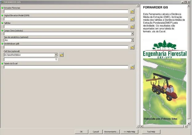 Figura 9 – Ferramenta “Forwarder GIS” desenvolvida no Model Builder  