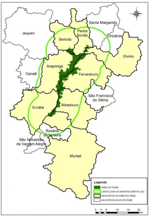 Figura 2.1  Localização e limites do Parque Estadual da Serra do Brigadeiro (PESB) na Zona  da Mata Mineira (CEDEF, 2014)