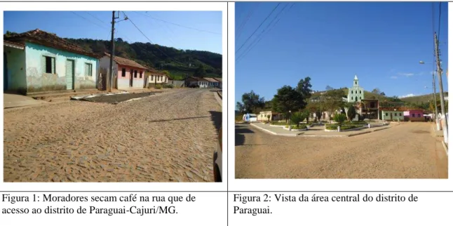 Figura 1: Moradores secam café na rua que de  acesso ao distrito de Paraguai-Cajuri/MG