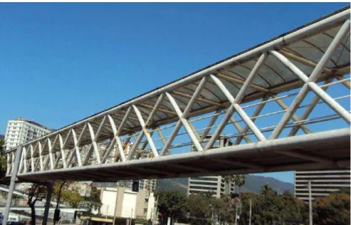 Figura 2-6 - Vista lateral da passarela sobre as avenidas Osvaldo Aranha e Maracanã. 