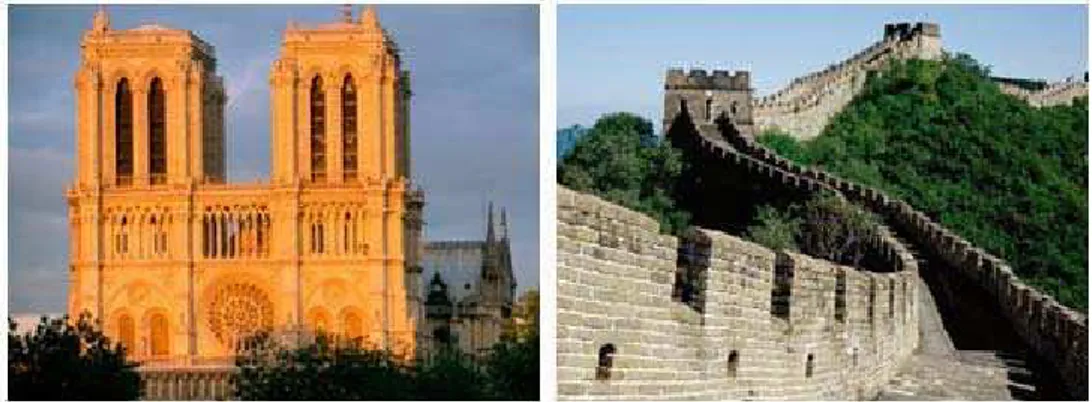 Figura 2-1 – Catedral de Notre Dame (Paris-1250) e Muralha da China (China – 1644)  Fonte: FRECHAL