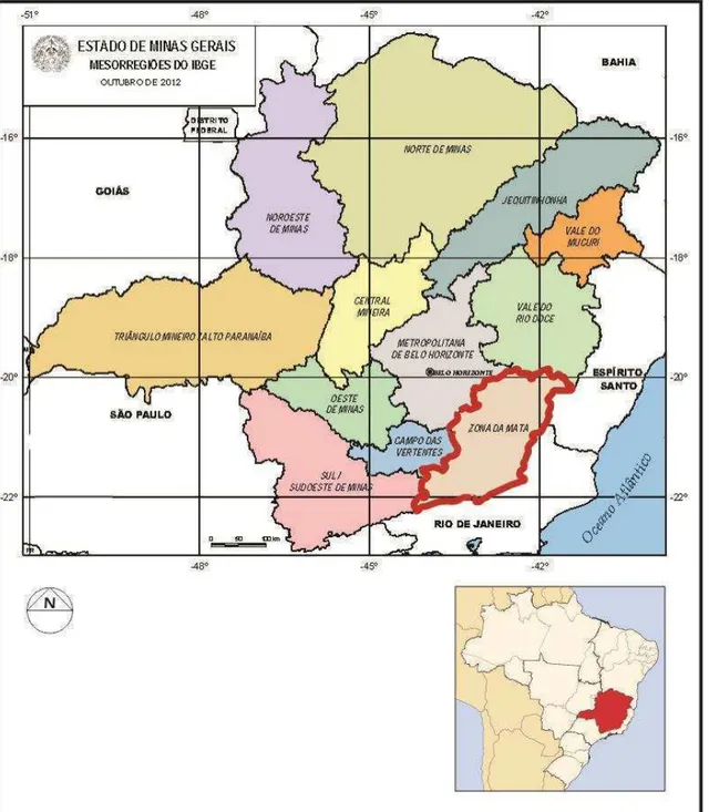 Figura 1: Mapa das Mesorregiões de Minas Gerais  Fonte: Disponível em 