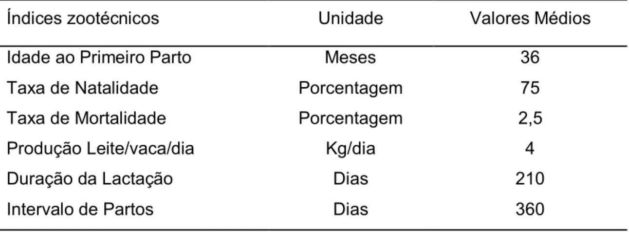 Tabela 8. Indicadores zootécnicos de rebanhos leiteiros no estado do Acre. 