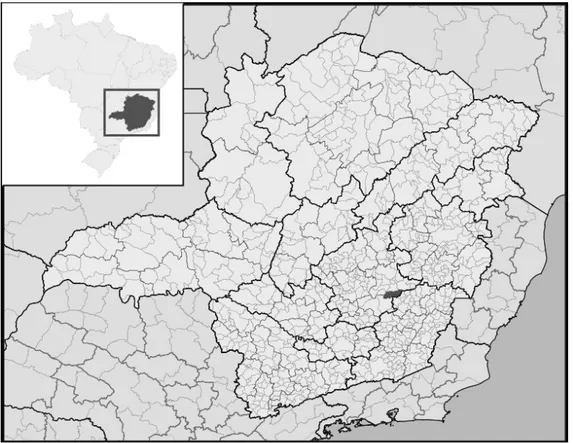 Figura 1 – Localização  do  município  de  Alvinópolis, sede da Cooperativa dos  Produtores Rurais de Alvinópolis Ltda