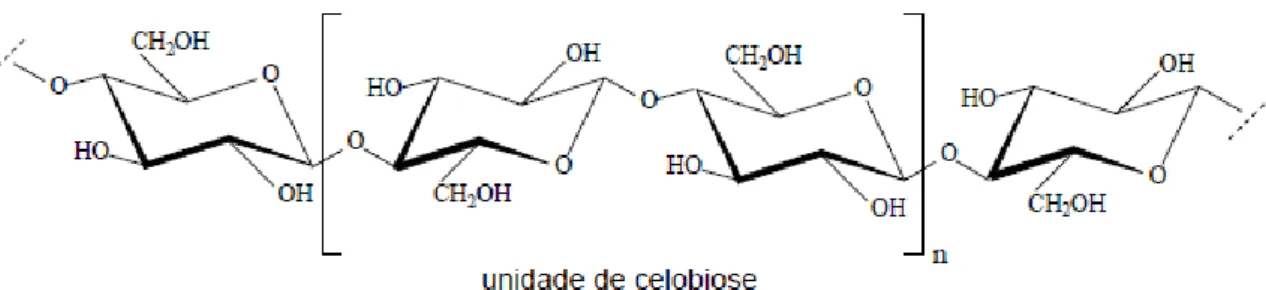 Figura 1. Parte da estrutura química parcial da celulose (SILVÉRIO, 2008). 