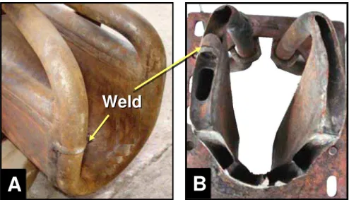 Figure 9.    Cross section through  a perforation on the cooling water tubing of 