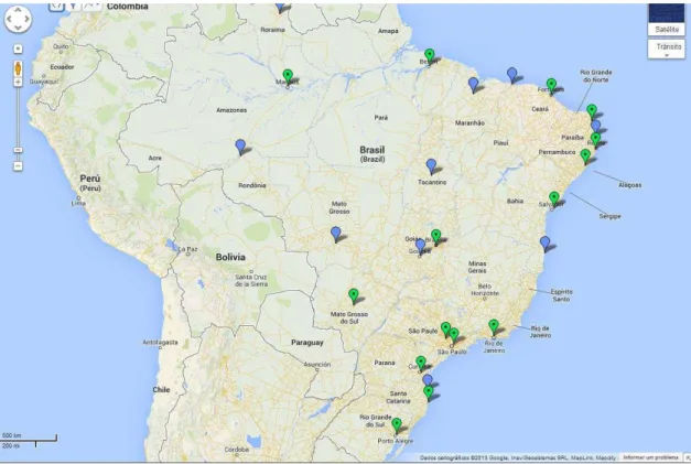 Figura 3  – Localização das UVAGRO/SVA nos Aeroportos Internacionais  Fonte: Elaboração própria 