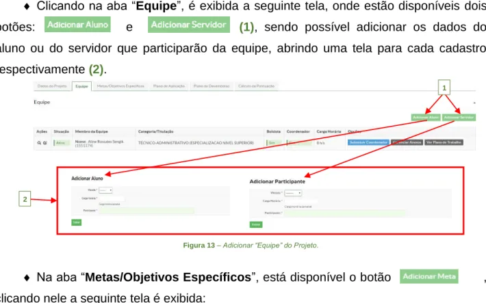 Figura 13 –  Adicionar “Equipe” do Projeto . 