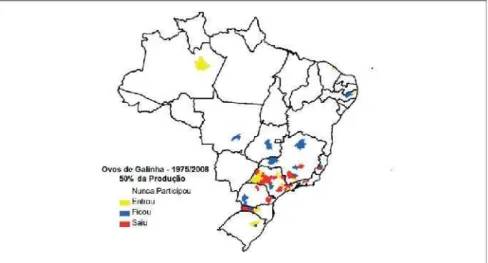 Figura 04: Mapa da persistência da produção dita comercial de ovos nas microrregiões brasileiras Fonte: Santos Filho et al