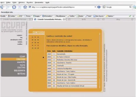 Figu r a  3 . Seção Cont eúdo ht t p: / / ccvap.fut ur o.usp.br 