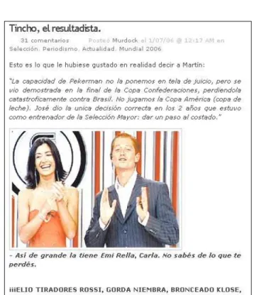 Figura 11. Crítica 4- La Redó! para periodistas argentinos de Fox Sports (1-07-06) 