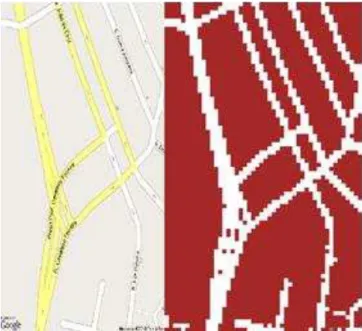 Figure 4 - Original game map and visual representation of the  information retrieved from it 